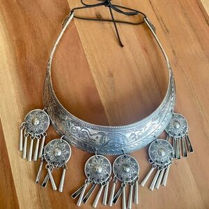 Vintage Boho Silver Statement Necklace